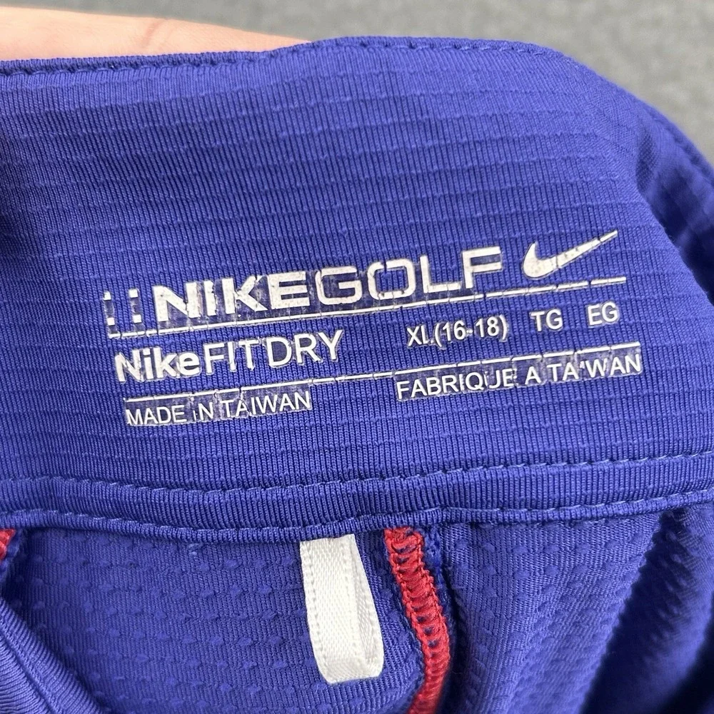 Nike Polo Shirt Womens XL Blue 1/4 Zip Short Sleeve Golf Performance Dri‎ Fit